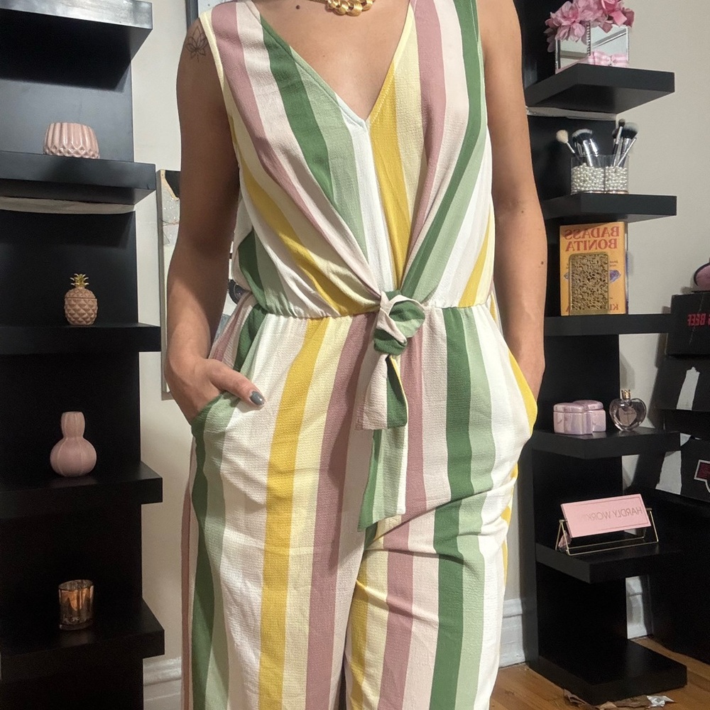 Source Unknown Vibrant Striped Jumpsuit - image 2